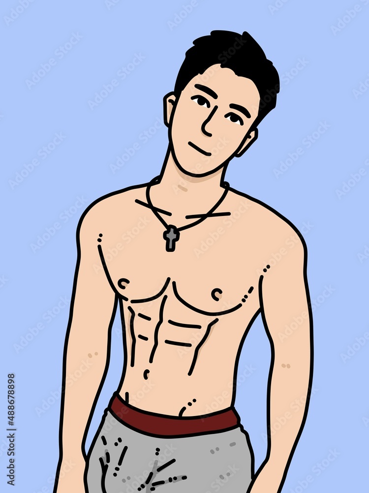 cute man cartoon on blue background cute man cartoon on blue background