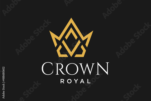 initial logo letter V with crown vector symbol illustration design