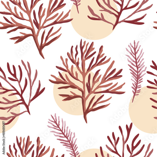 Original seamless pattern with sea weeds for design, decor and textile. 