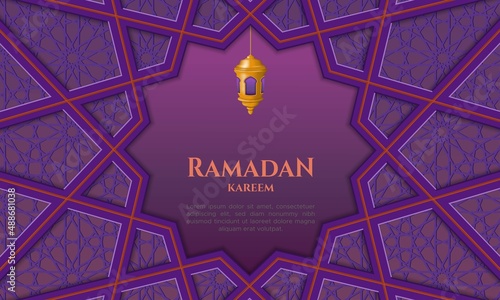 islamic border frame background with Arabic pattern and lantern for eid greeting. 