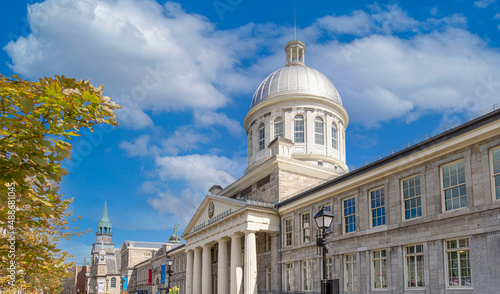 Montreal, Canada, 10 September 2021: Bonsecours Market in Old Montreal, an historic town close to the Old Port of Montreal, one of the main tourist attractions and destination in Quebec. photo