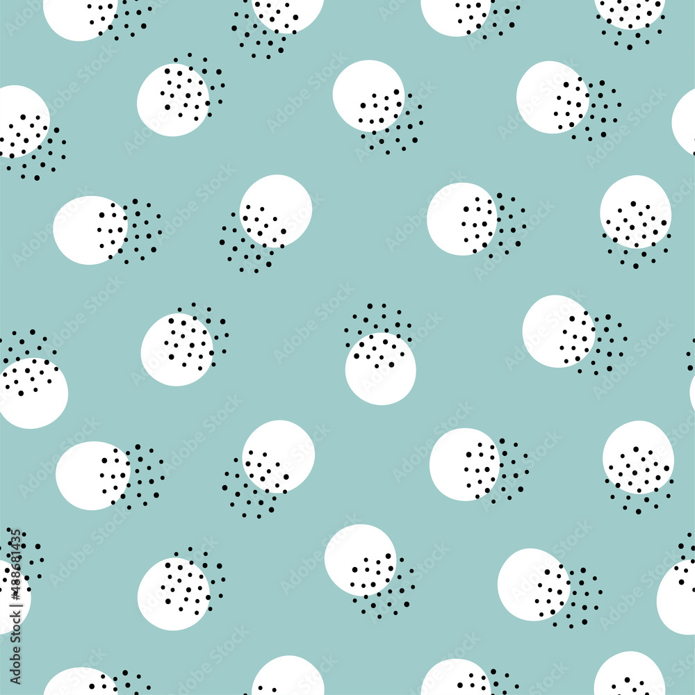 Seamless Circle and Dots Pattern on Green Background, Wallpaper, Vector Illustration Seamless Circle and Dots Pattern on Green Background, Wallpaper, Vector Illustration