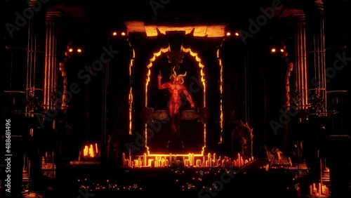 Goat Demon Baphomet VJ Loop - behold to the symbol of hell! Hold your soul or die in fear with this scary and mystical video featuring horned demon. This creature is a mix of goat and human. 
