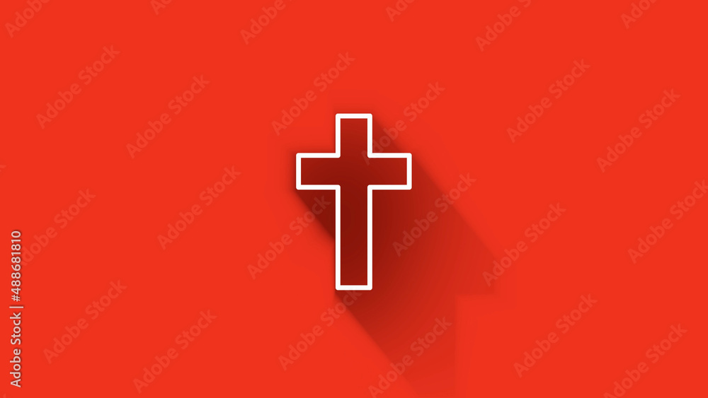 Obraz premium Long shadow Christian cross icon isolated on green background. Church cross. Motion graphics.