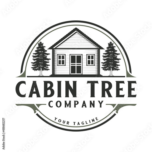cabin house vector logo. place for vacation and tourism.
