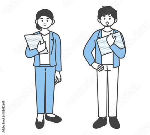 ビジネスパーソンの全身イラスト素材