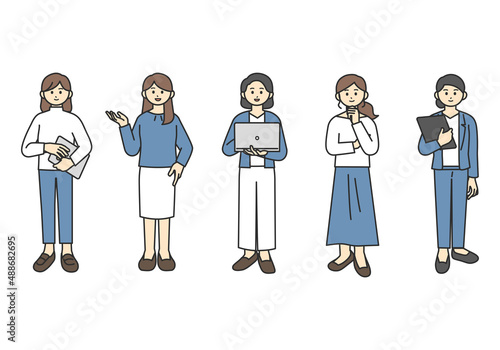 ビジネスパーソンの全身イラスト素材