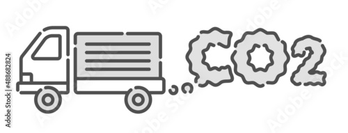 CO2を排出する車のベクターイラスト。