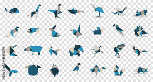 Animal origami collection. Animal origami vector. Abstract animals logo design. Animal origami. Vector illustration