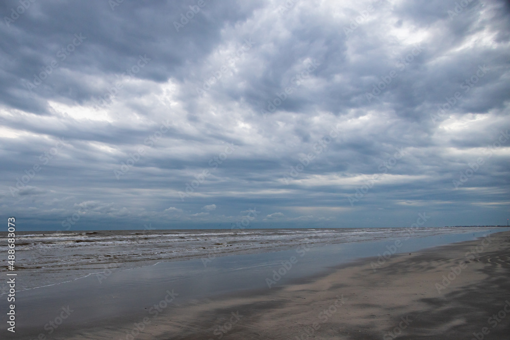 Ocean, beach and storm sky
