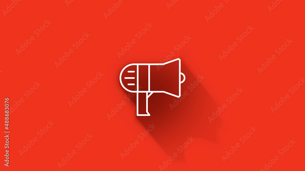 Social media long shadow icon design isolated on red background. Outline web icon. Motion graphics. Social media long shadow icon design isolated on red background. Outline web icon. Motion graphics.