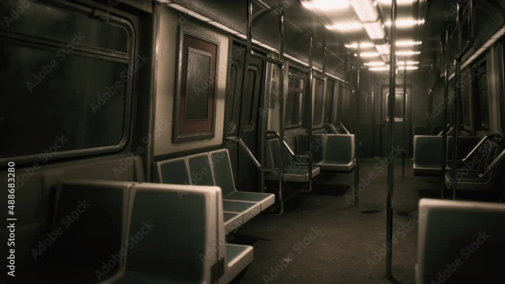 Subway wagon is empty because of the coronavirus outbreak in the city Subway wagon is empty because of the coronavirus outbreak in the city