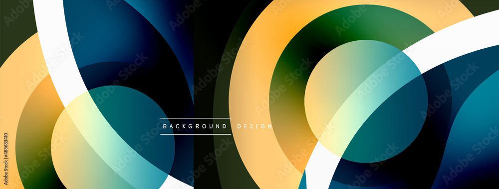 Abstract background with color geometric shapes. Beautiful minimal backdrop with round shapes circles and lines. Geometrical design. Vector illustration Abstract background with color geometric shapes. Beautiful minimal backdrop with round shapes circles and lines. Geometrical design. Vector illustration