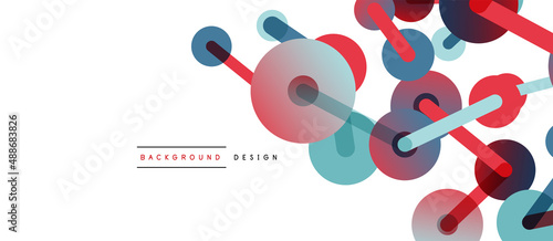 Abstract background. Round dots connected by lines. Trendy techno business template for wallpaper, banner, background or landing