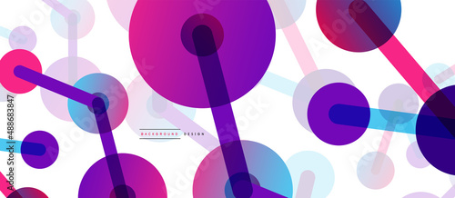Abstract background. Round dots connected by lines. Trendy techno business template for wallpaper, banner, background or landing