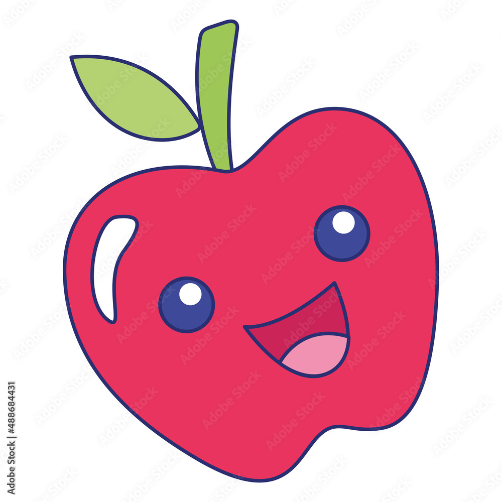 Isolated red happy apple character Vector Isolated red happy apple character Vector