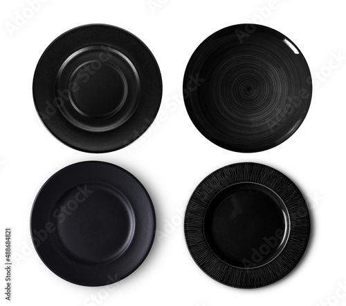 black ceramic plate on white