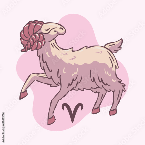 Colored aries zodiac sign sketch ram animal Vector