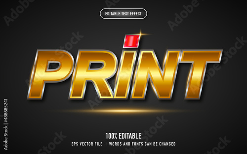 print text effect in 3d gold and silver