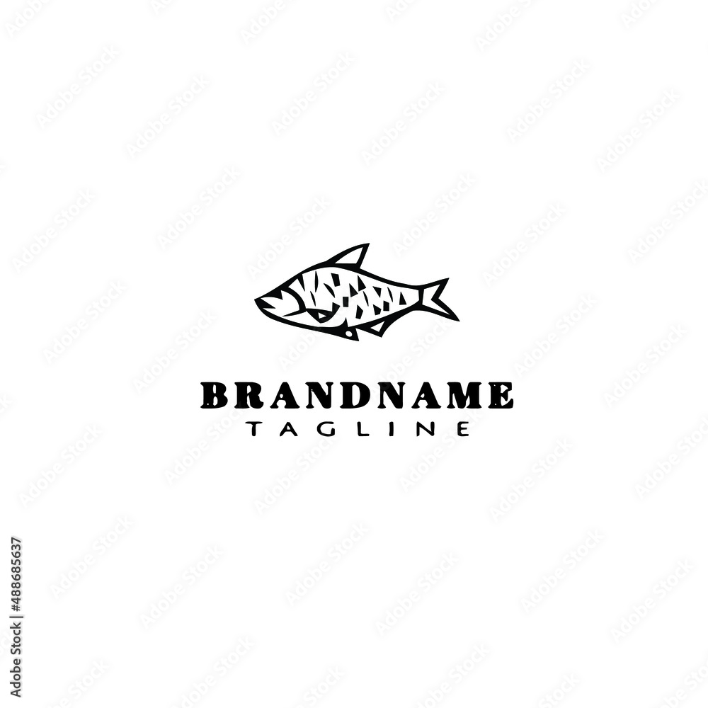animal fish cartoon logo template icon design black isolated vector illustration
