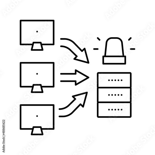 ddos attacks line icon vector illustration