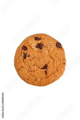 oatmeal cookies with chocolate pieces isolated on white background