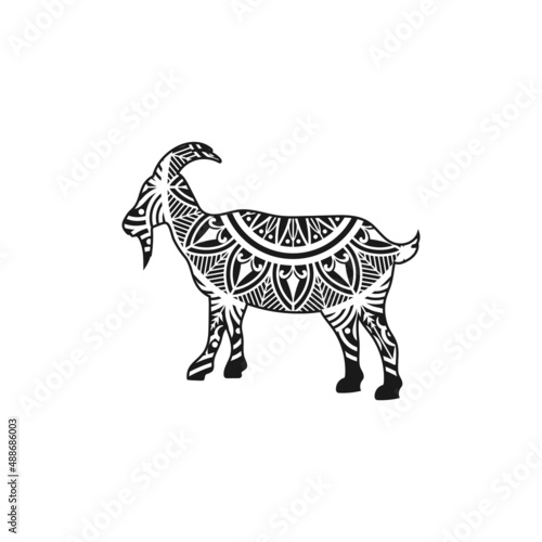 Goat animal mandala design illustration vector