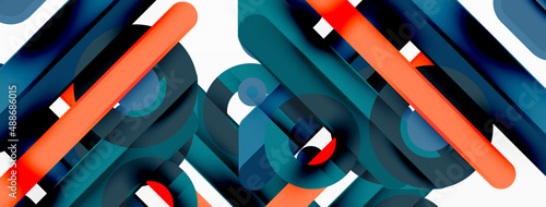 Lines geometric background. Stripes and rings composition business template for wallpaper, banner, background or landing