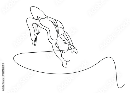 a businessman is pole vaulting and floating in the air