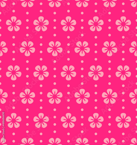 Japanese Cute Cherry Blossom Dot Vector Seamless Pattern