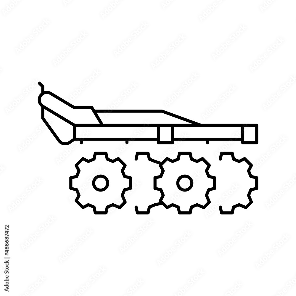 harrow farm equipment line icon vector illustration