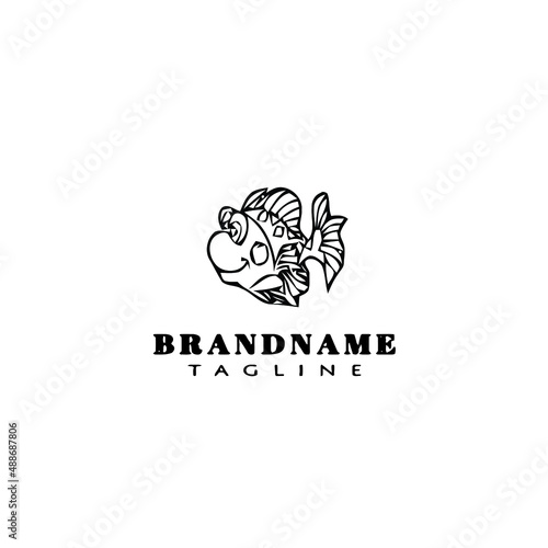 flounder fish logo flat icon design template black isolated vector illustration