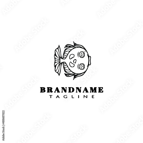 flounder fish logo flat icon design template black isolated vector illustration