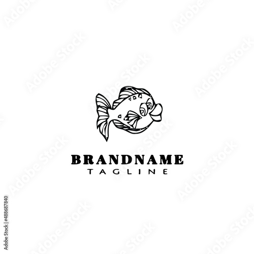 flounder fish logo flat icon design template black isolated vector illustration