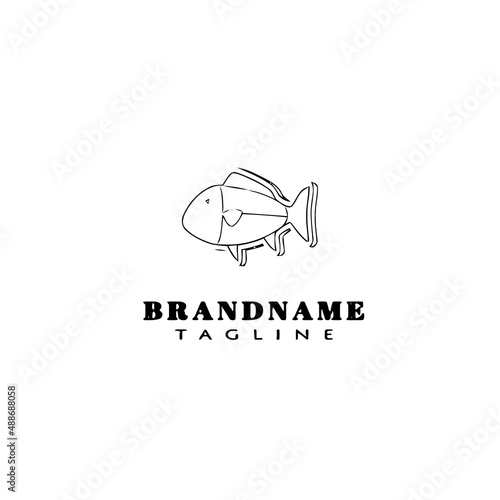 flounder fish logo flat icon design template black isolated vector illustration