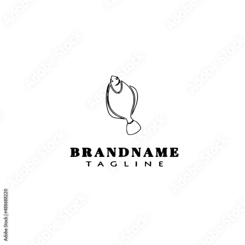 flounder fish logo flat icon design template black isolated vector illustration