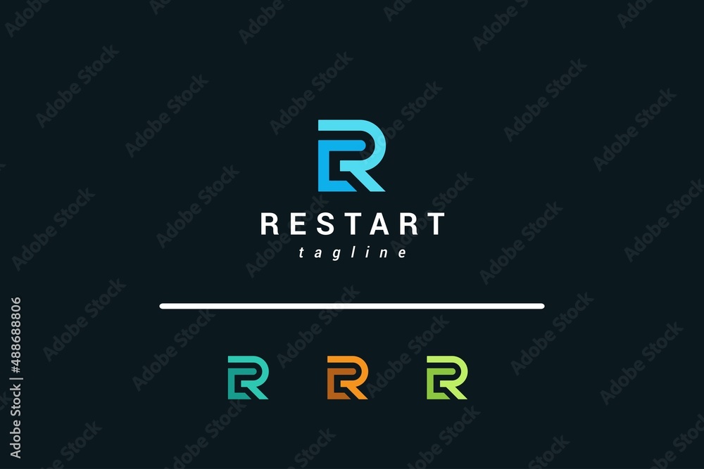 Letter R creative blue colour simple and minimal flat logo Letter R creative blue colour simple and minimal flat logo