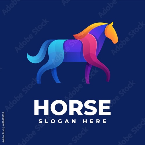 Vector Logo Illustration Horse Gradient Colorful Style.