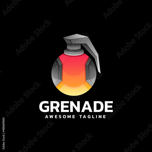Vector Logo Illustration Grenade Gradient Colorful Style.