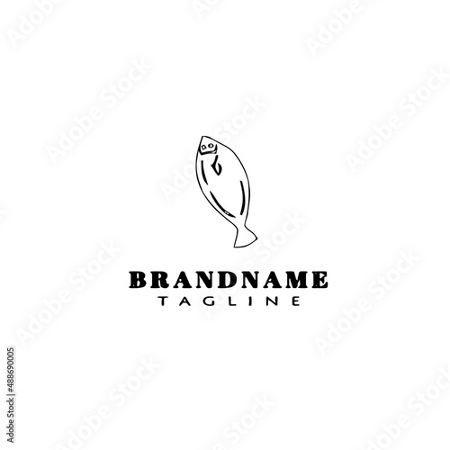 flounder fish logo flat icon design template black isolated vector illustration