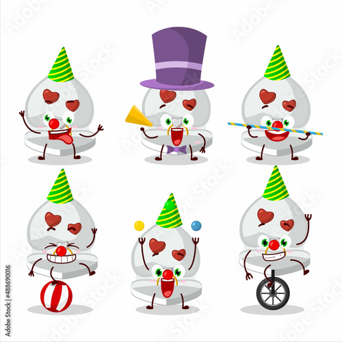 Cartoon character of white love ring box with various circus shows