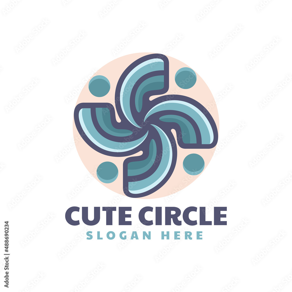 Obraz premium Vector Logo Illustration Cute Circle Simple Mascot Style.