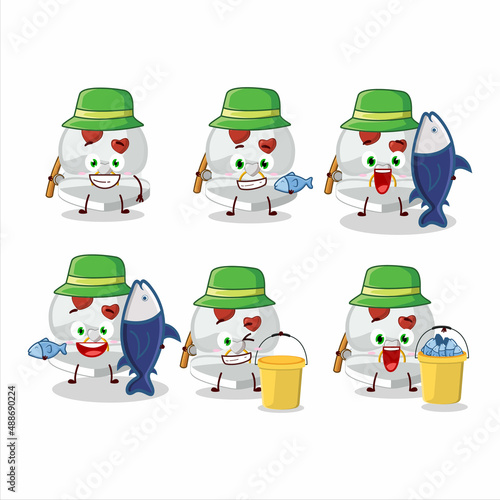 A fisherman white love ring box cartoon picture catch a big fish