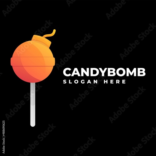 Vector Logo Illustration Candy Bomb Gradient Colorful Style.