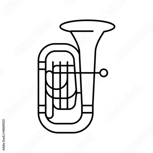 tuba jazz music instrument line icon vector illustration