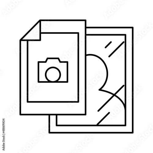 photographic paper and photo frame line icon vector illustration