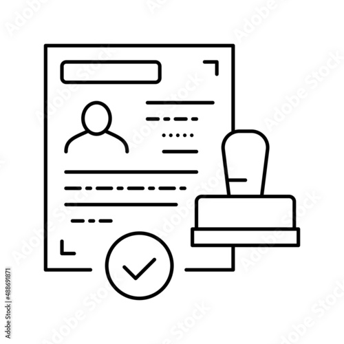 successful visa obtaining line icon vector illustration