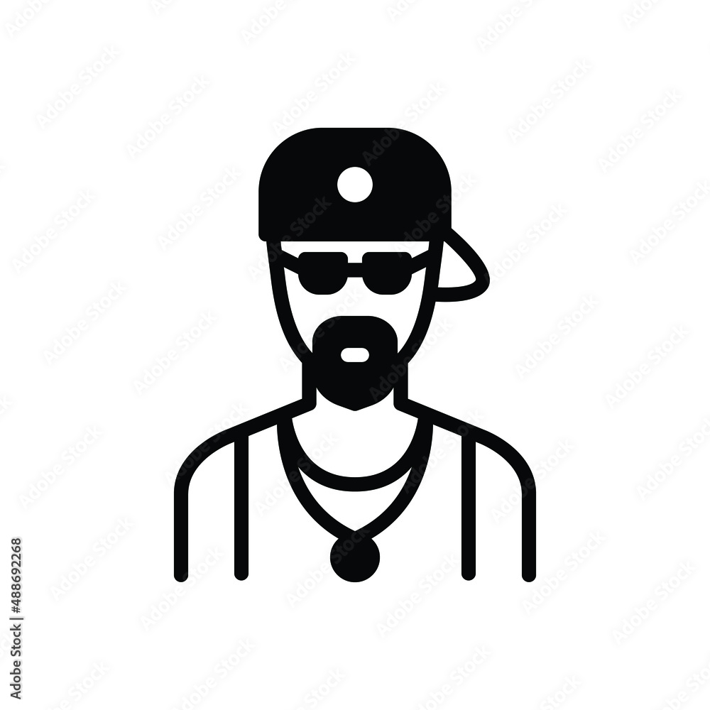 Black solid icon for rap singer