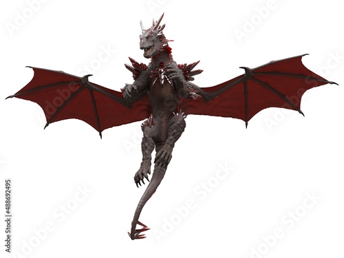 Fantasy flying dragon isolated on white 3d illustration