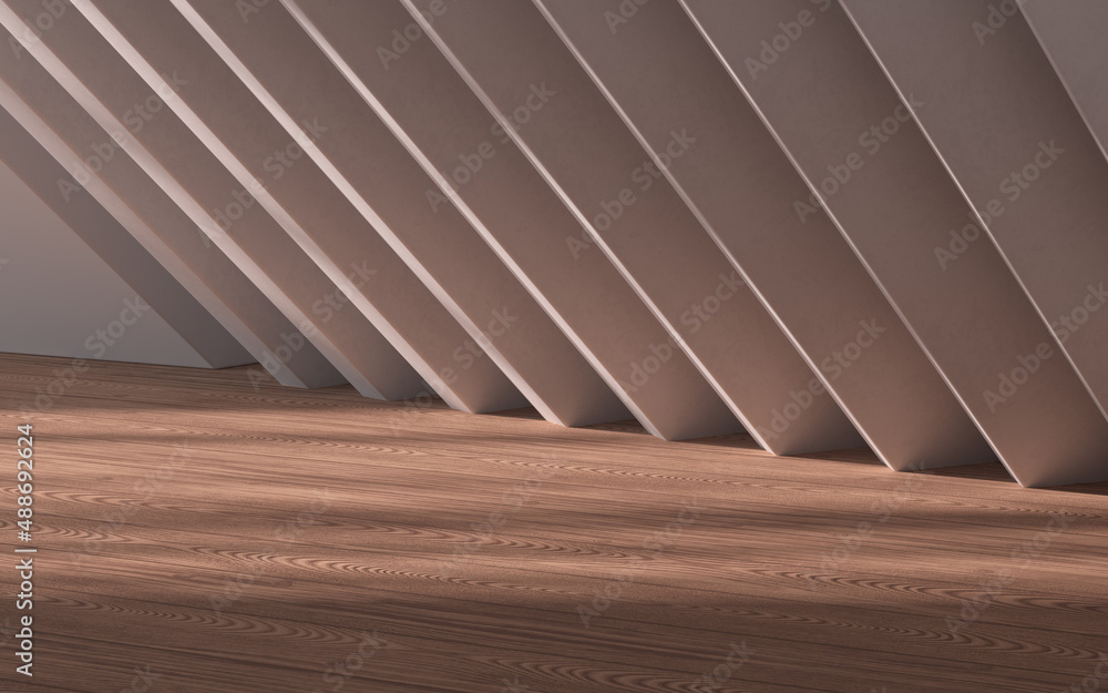 Obraz premium Empty room with wooden floor, 3d rendering.